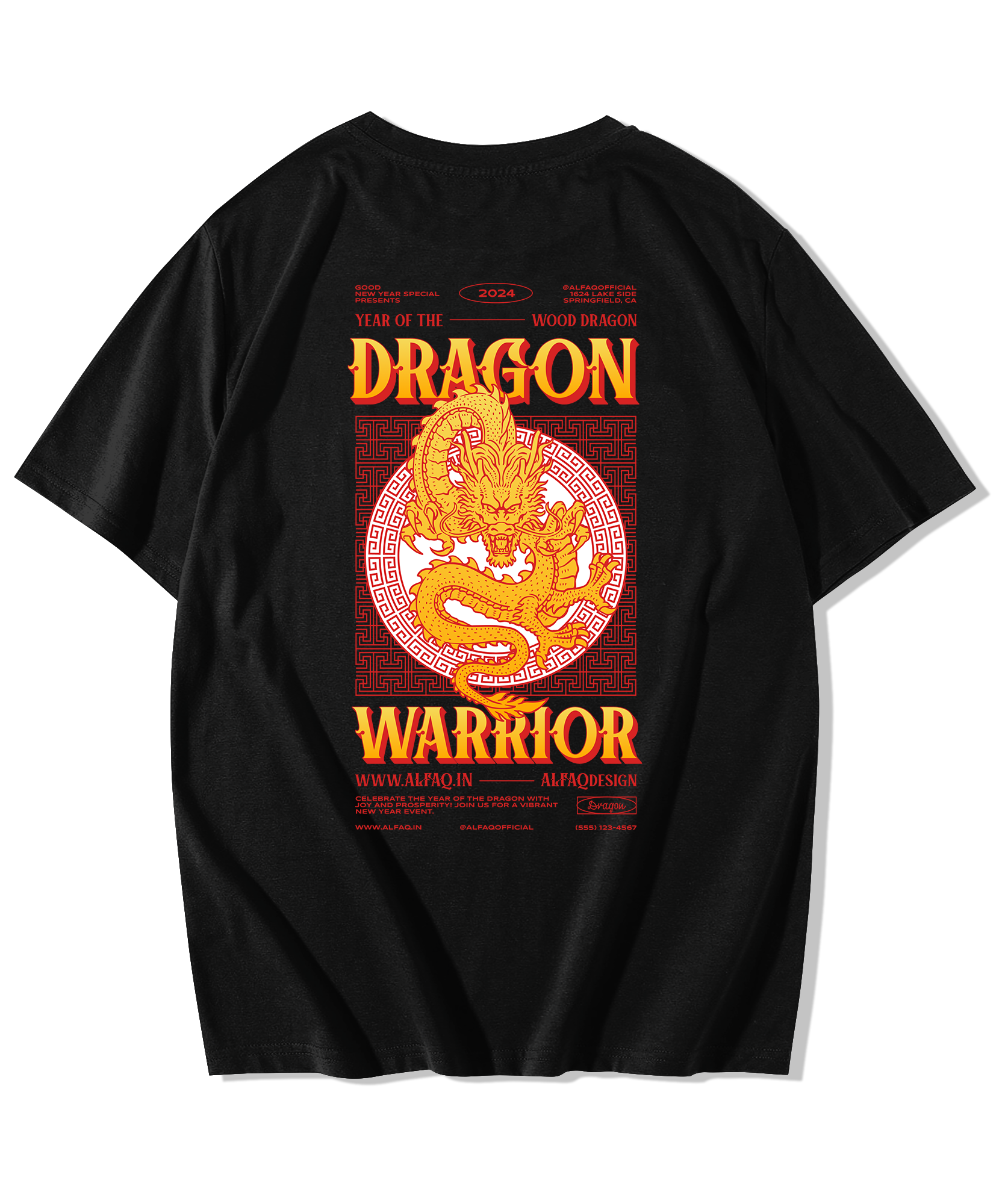 Alfaq Vintage Chinese New Year Event Greeting Post Oversized T-Shirt - Alfaq